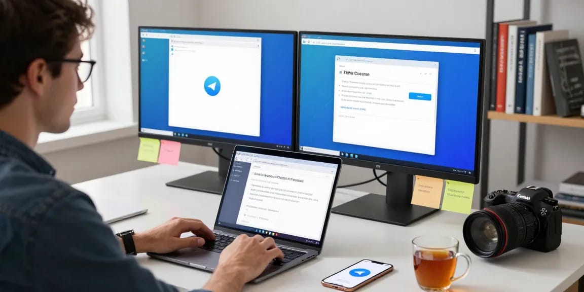Customizing Telegram Chinese language settings on a tech workspace.