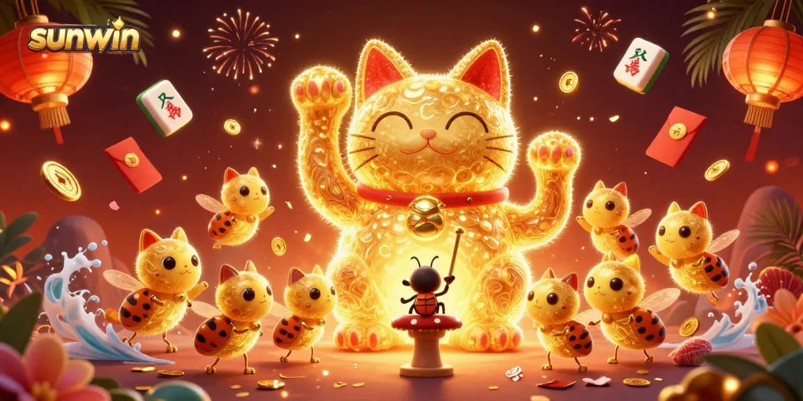 Experience the thrill with sunwin as lucky symbols come to life in this vibrant casino illustration.