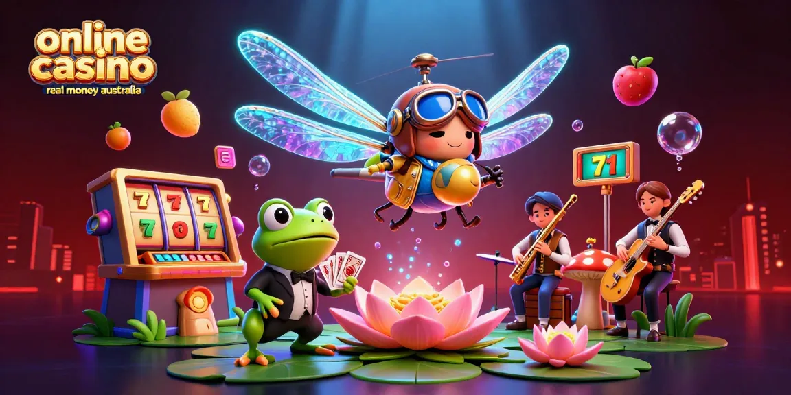 Experience the thrill at online casino real money australia with vibrant scenes of a dragonfly pilot and more.